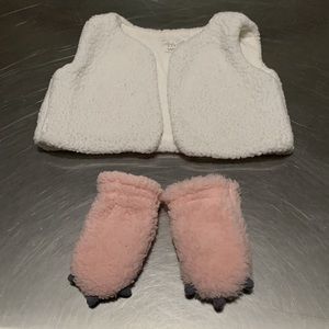 Rene Rofe and Just One You Sherpa Set of Vest and Booties/Mittens